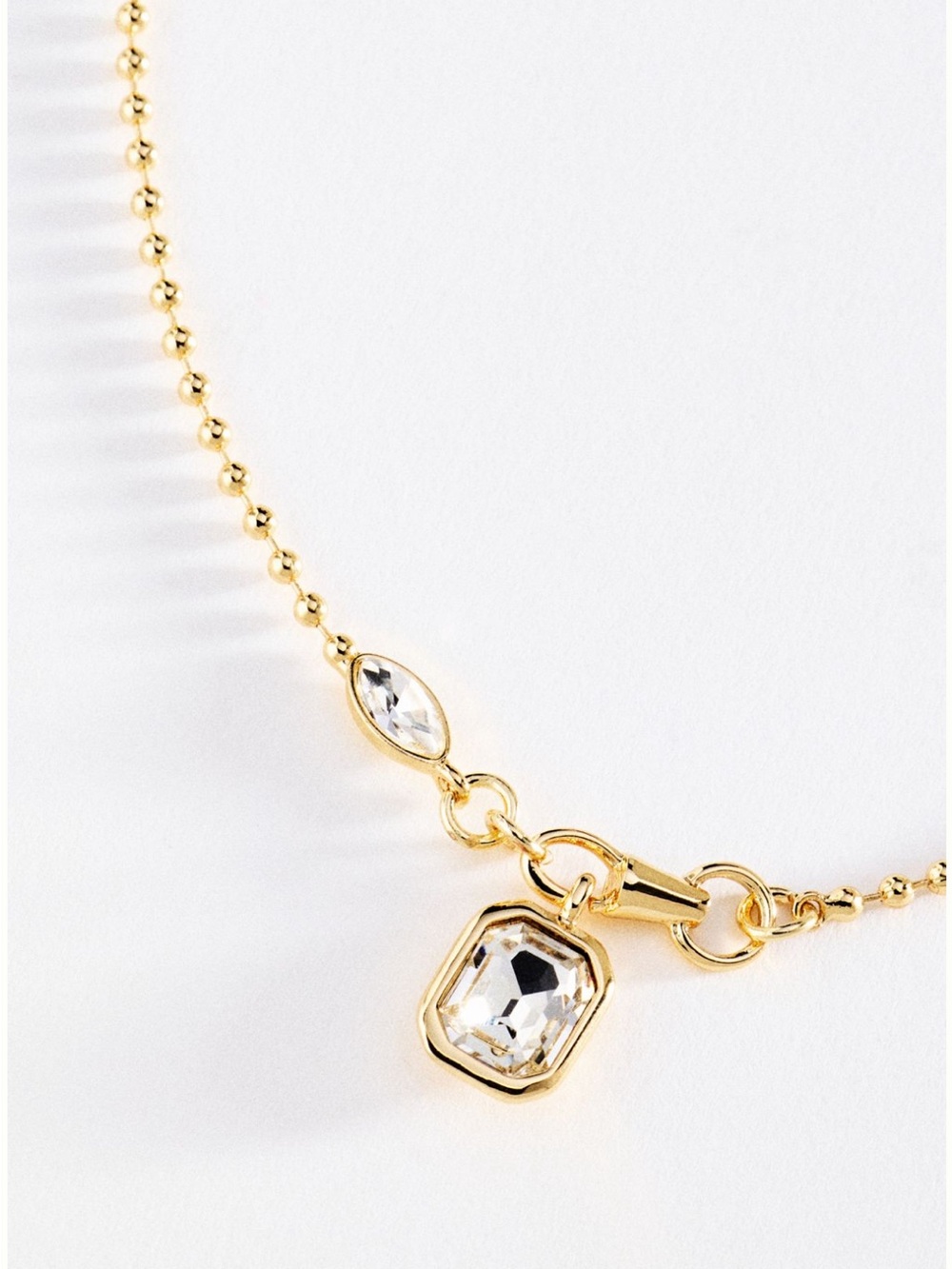 Anthropologie Bezel Crystal Necklace in 14K Gold Plate. Brand new!